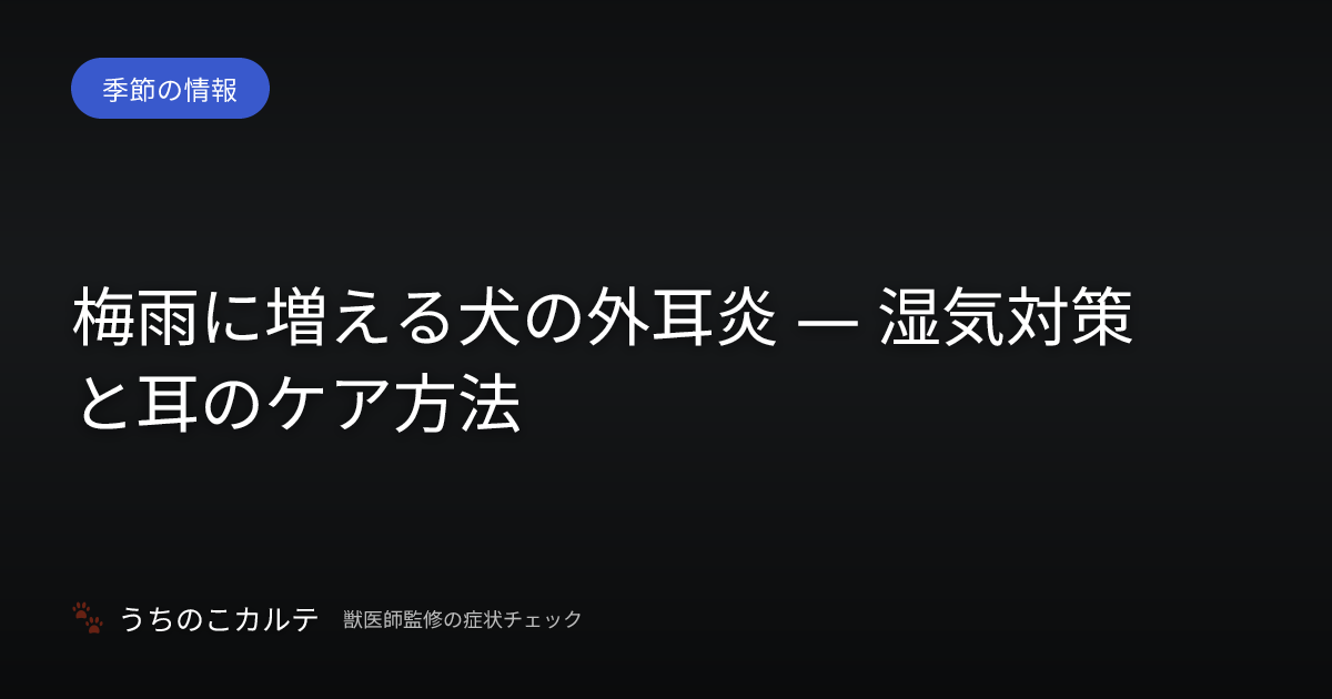 梅雨に増える犬の外耳炎 — 湿気対策と耳のケア方法