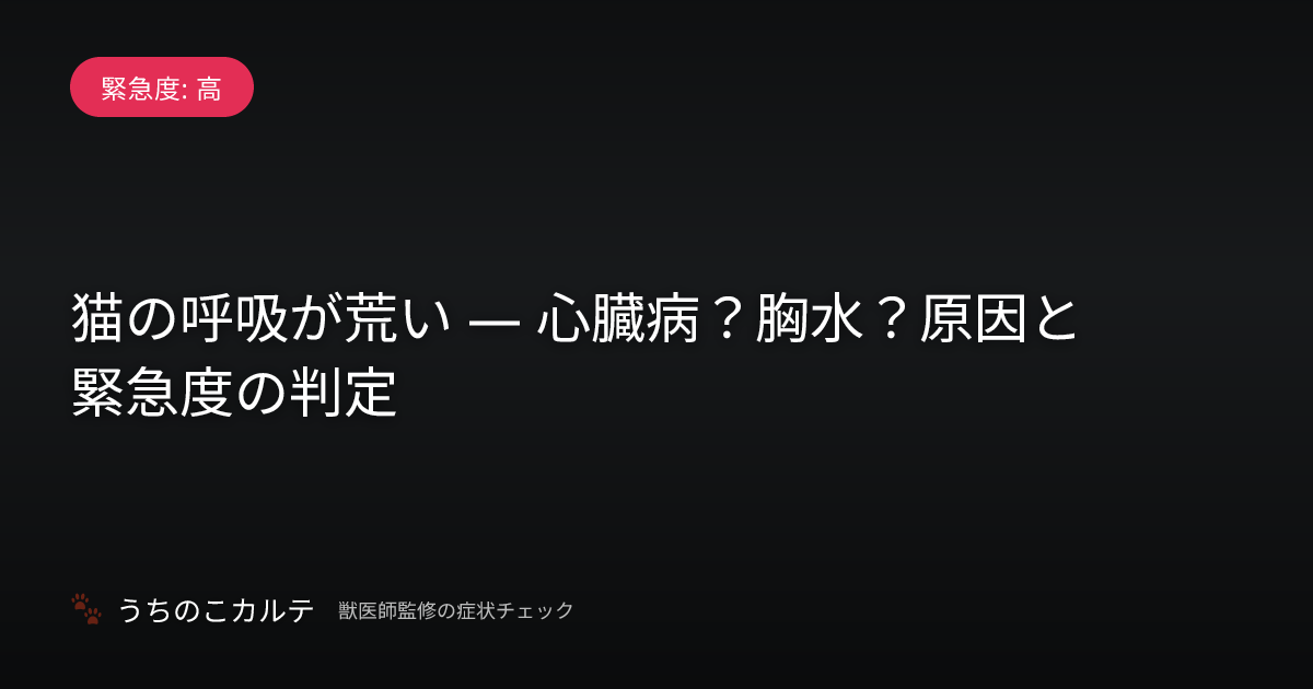 猫の呼吸が荒い — 心臓病？胸水？原因と緊急度の判定