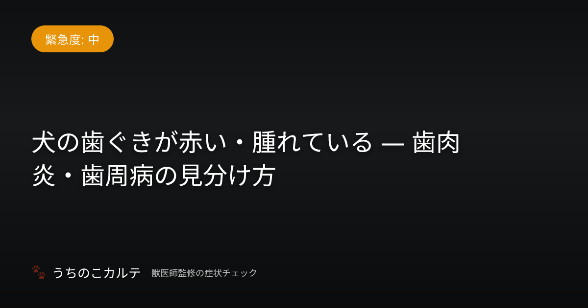 犬の歯ぐきが赤い・腫れている — 歯肉炎・歯周病の見分け方