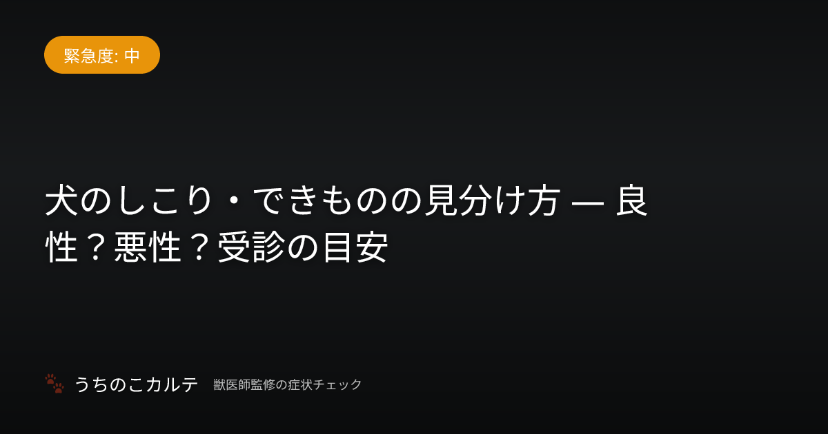 犬のしこり・できものの見分け方 — 良性？悪性？受診の目安