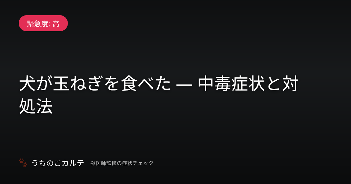犬が玉ねぎを食べた — 中毒症状と対処法