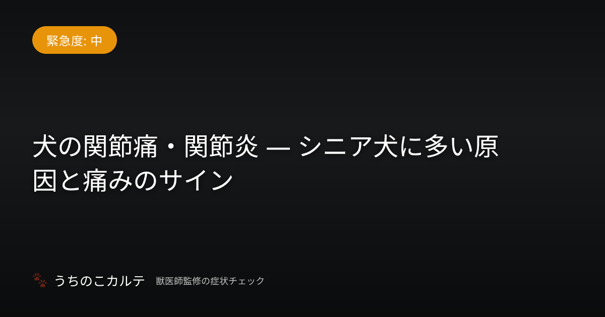 犬の関節痛・関節炎 — シニア犬に多い原因と痛みのサイン